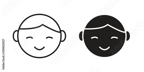 Child face icon. linear style sign for mobile concept and web design.