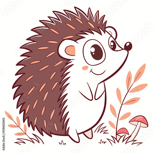 Cute hedgehog cartoon on white background