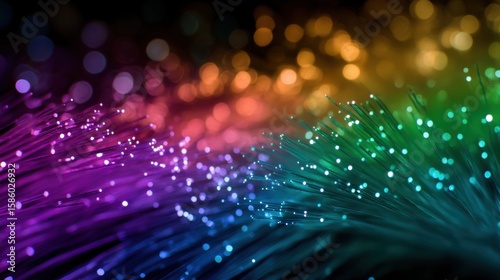 Vibrant Rainbow Fiber Optics Abstract Background