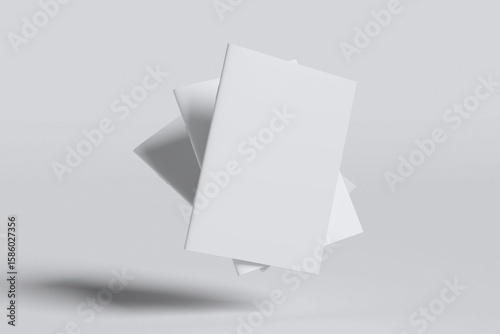 A4 Or A5 Magazine Clear Brochures With Shadow for Mockup On White Background