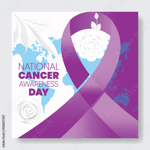 Modern Cancer Awareness Day social media post banner, ads, and web banner; Promotional Cancer Awareness campaign square flyer or poster vector template
