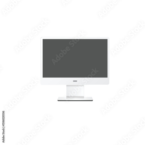 Modern Digital White Monitor Vector Illustration on Transparent Background