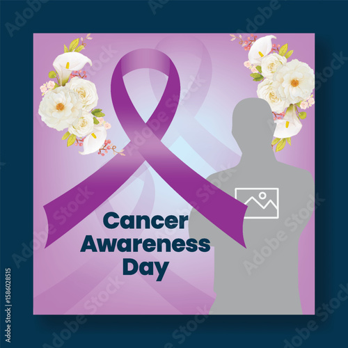 world Cancer Awareness Day social media square flyer or poster,  Cancer Awareness campaign post, web banner vector template