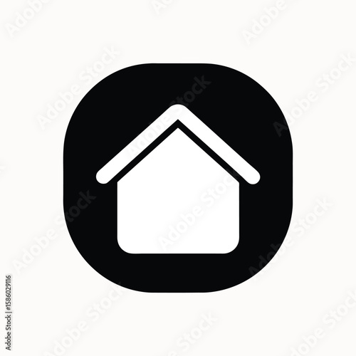Simple  silhouette  home button icon on a clean white background