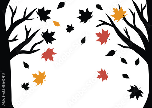 Autumn leaves vector illustration: a seamless pattern of fall foliage in vibrant orange and yellow, perfect for season decoration