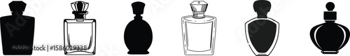 perfume bottle silhouettes illustration.