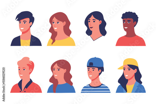 Diversity in Portraiture: A collection of eight distinct portraits, each showcasing the unique beauty and features of different individuals, highlighting diversity and inclusion.