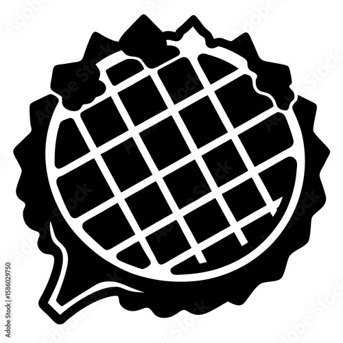 A striking black vector silhouette showcases a delicious waffle, perfect for menus, branding, or culinary designs with a clean and modern aesthetic.