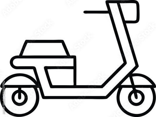 Simple line art illustration of retro electric scooter icon for design