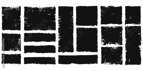 Box brush frame rough shape set.ext box frame rough grunge square paint shape element Isolated torn paper pieces for design