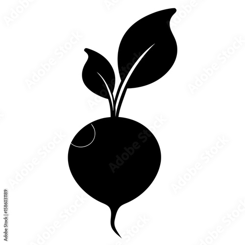 Depicting a simple radish silhouette, this vector graphic offers a clean representation of the root vegetable, perfect for culinary or agricultural designs.