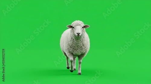 Lone Sheep on Green Backdrop: Capturing the pristine innocence of a sheep, set against a vibrant green backdrop, creating a striking visual. This image evokes a sense of calm and simplicity.