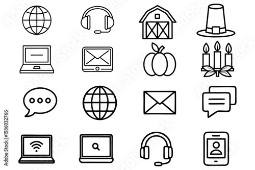 Web communication and internet business vector icon set