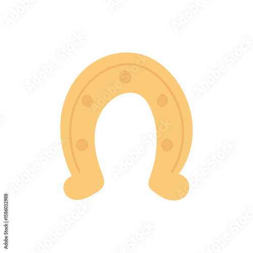 Golden horseshoe icon symbolizing good luck, crafted in flat style, perfect for charm illustrations, St. Patrick's Day themes, or fortune graphic sets.