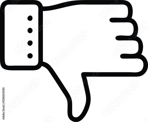 Simple line art of dislike hand gesture with thumb down symbol