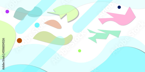 Abstract colored spots and waves forming a soft and harmonious pattern for design