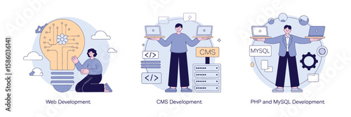 Website Development Architecture Featuring Programming Languages Like PHP, MySQL, CMS Integration, UI Design, and Software Testing for Web and App Projects