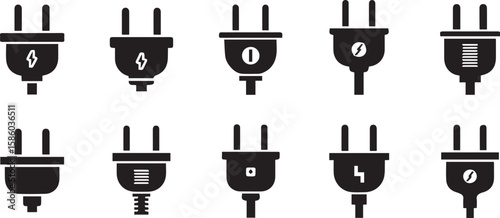 Plug Vector Icons | Electrical and Power Connection Set