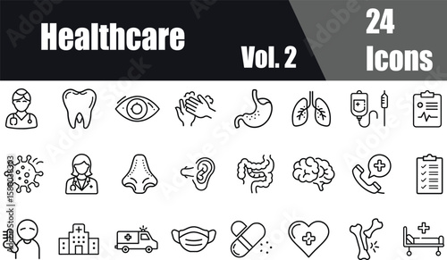 Healthcare Outline Line Icon Set Vol. 2