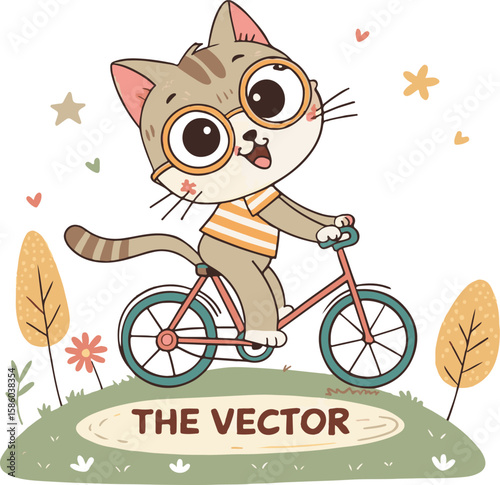 cat with bicycle