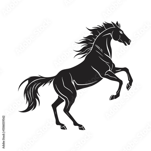 Galloping Horse Silhouette – Elegant Black Running Horse Vector Illustration