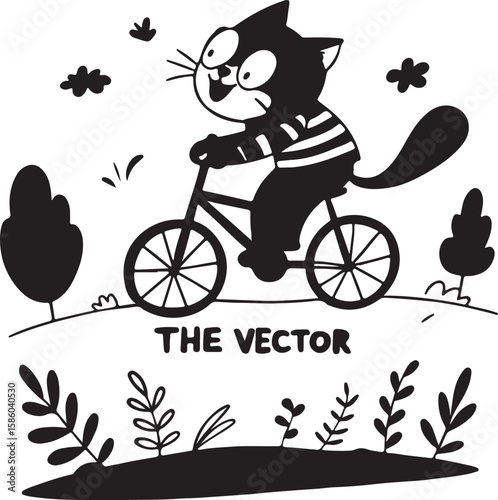 silhouette of a cat with bicycle