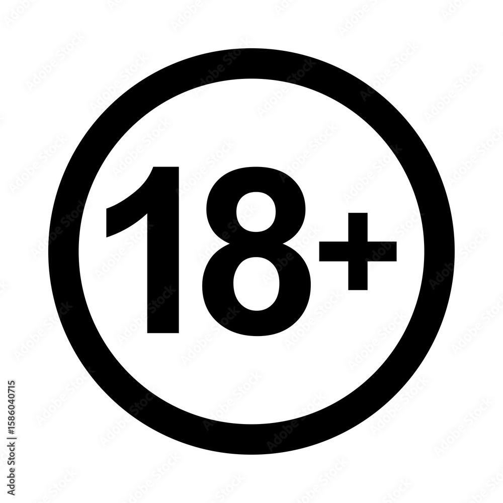Fototapeta premium Eighteen Plus Age Restriction Symbol