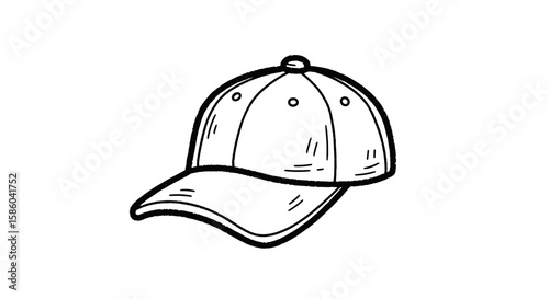 Baseball cap illustration in chalk drawing style on transparent background  