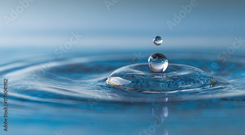 A water droplet falling, creating ripples
