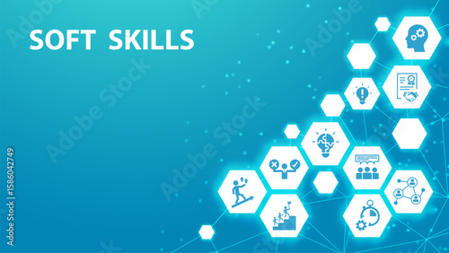 Soft skills icon set. Containing communication, empathy, assertiveness, personality, problem-solving, creativity, punctuality and work ethics icons. Solid icons vector collection. EPS 10