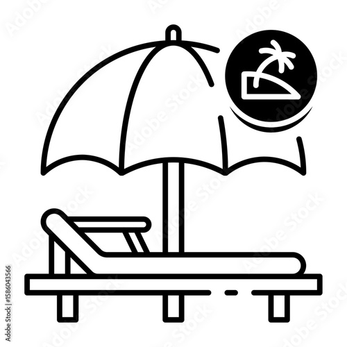 This Sun Lounger icon is suitable for Summer Holiday, etc.