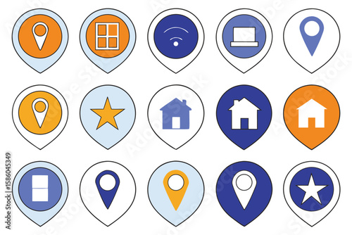 Direction and Map Pin Icon Set for Travel Projects