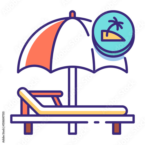This Sun Lounger icon is suitable for Summer Holiday, etc.