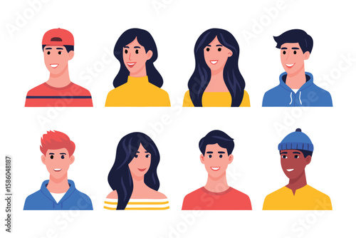 Diverse Faces: A vibrant collection of animated portraits showcasing a multitude of expressions, a celebration of individuality and diversity. 