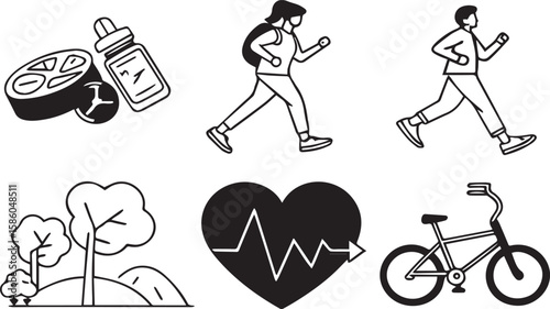 Fitness Timer and Heart Rate Symbols