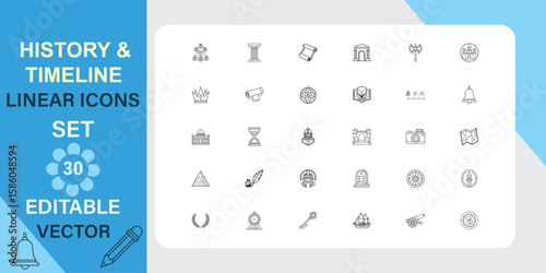 Collection of Historical Timeline Linear Icons