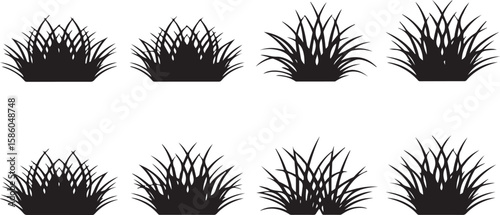 Black grass tufts vector icons blades