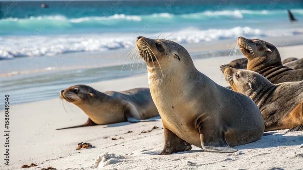 Naklejka premium Sea lions, sharp and realistic, Photo, Beautiful photos