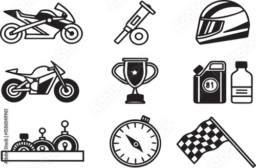 Motorcycle Speed Icons Vector