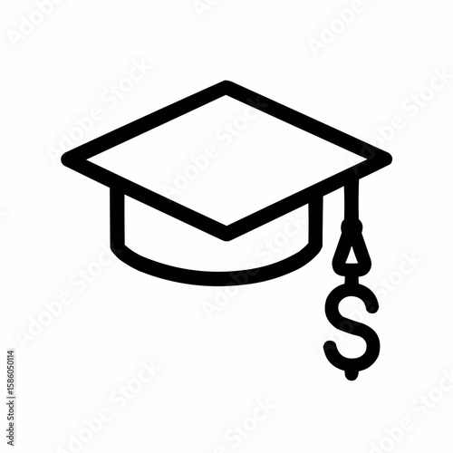 Graduation cap with dollar tassel. Knowledge monetization