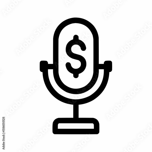 Microphone with branded dollar. Audio ad income