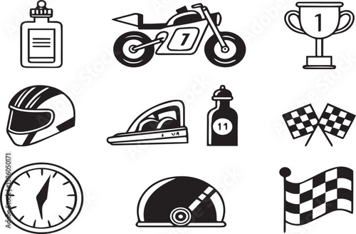 Motorbike Helmet Silhouette Icons