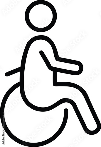Simple line art wheelchair icon, accessibility symbol for disabled persons and assistance
