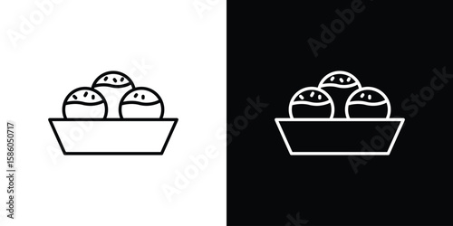 Takoyaki icon For your design, logo. Vector illustration. Editable Stroke.