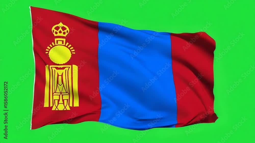 Waving flag of Mongolia on green screen in 4K, 3D animation Stock 비디오 ...
