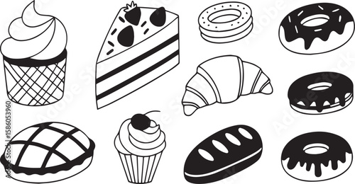 Cake Donut Bakery Icon Set