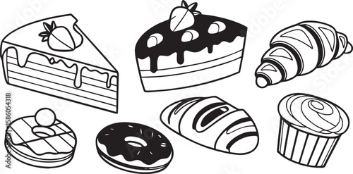 Simple Bakery Icons Black White
