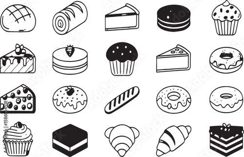 Black White Donut Cookie Icon