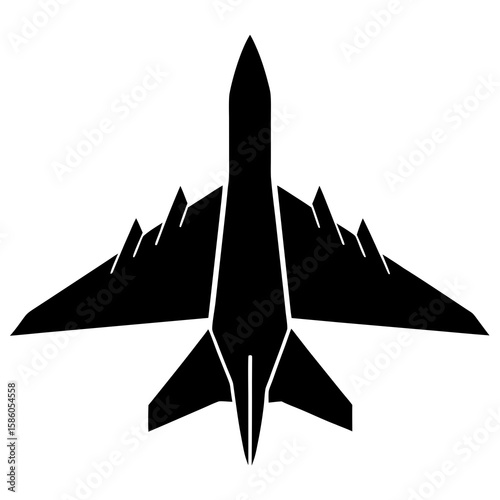 Black fighter jet silhouette airplane aircraft