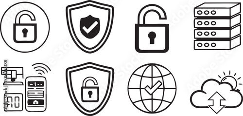 Cyber Data Protection Icon Collection